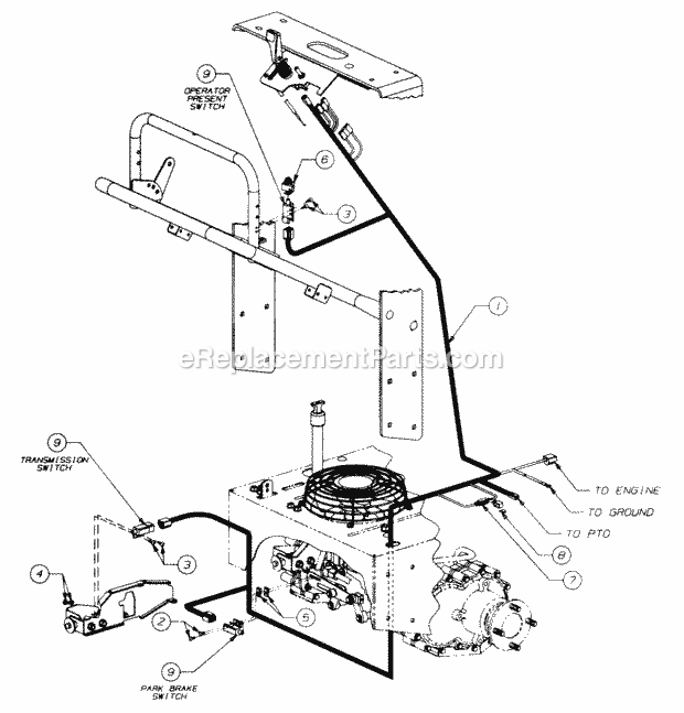 Wiring Harness And Safety Switches Diagram and Parts List for 4815F 556C465M100 Cub Cadet Lawn Mower